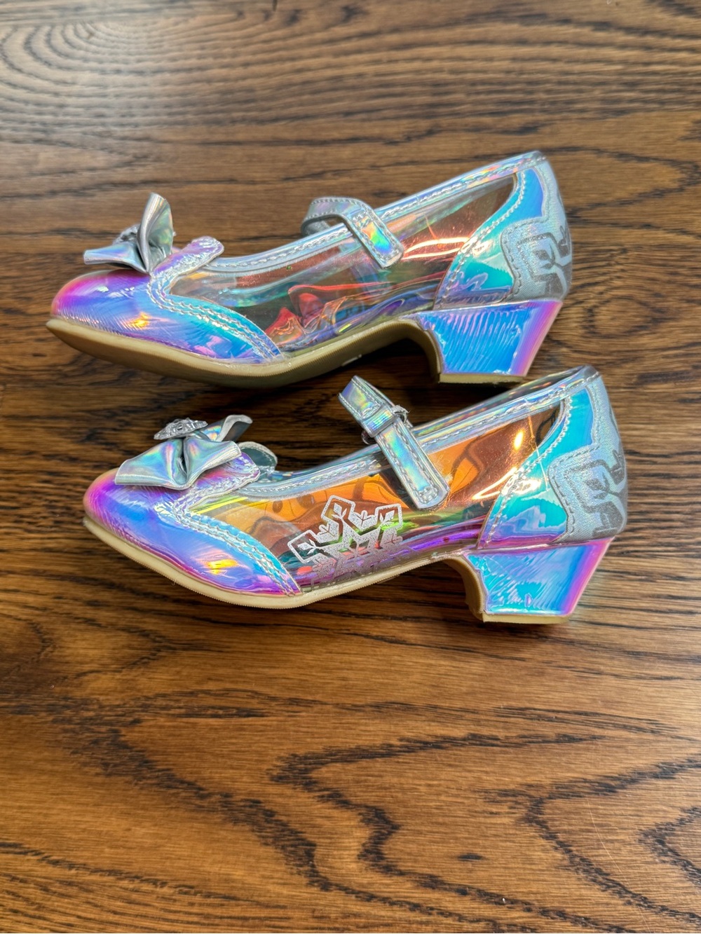 Disney Frozen Toddler Girls Iridescent Mary Jane Dress Up Shoes with Bow Size 9 - Picture 9 of 13